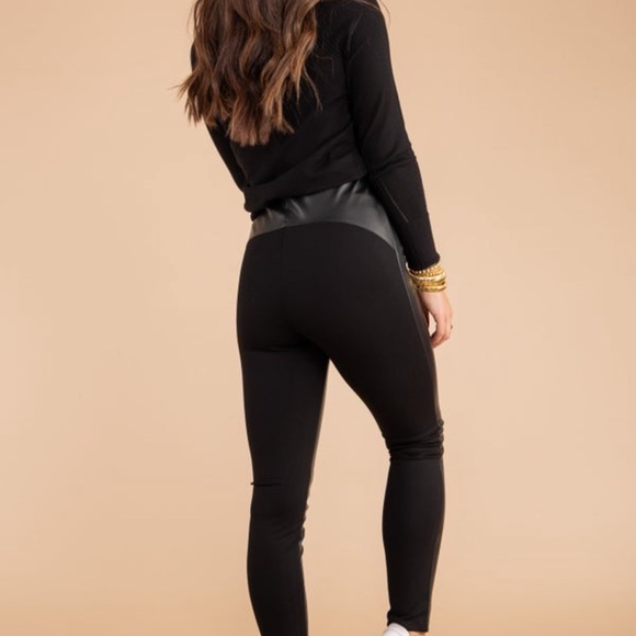 Tribal Pull-On Combo Faux Leather Leggings - XL - Picture 6 of 11